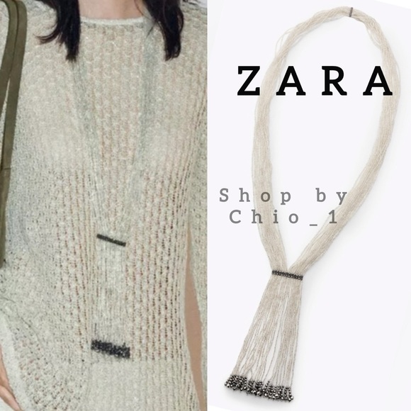 Zara Jewelry - ZARA BEADED TIE NECKLACE Elegant Silver Beaded Necklace Bloggers favorite